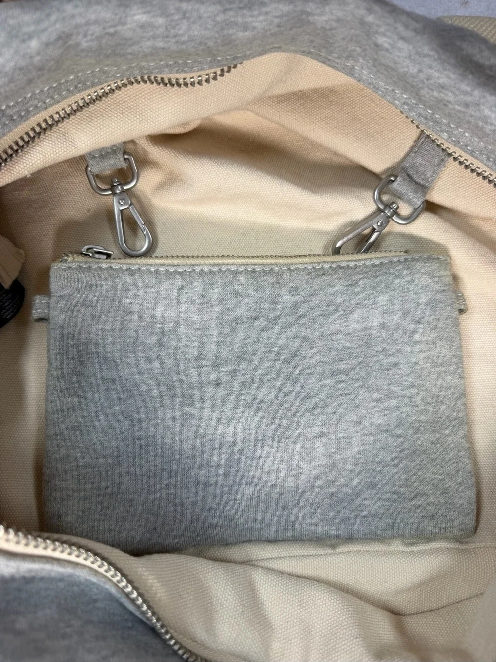 Brandy Melville Gray Heather Duffle Bag w/ Matching Zip Pouch Weekend Gym Travel